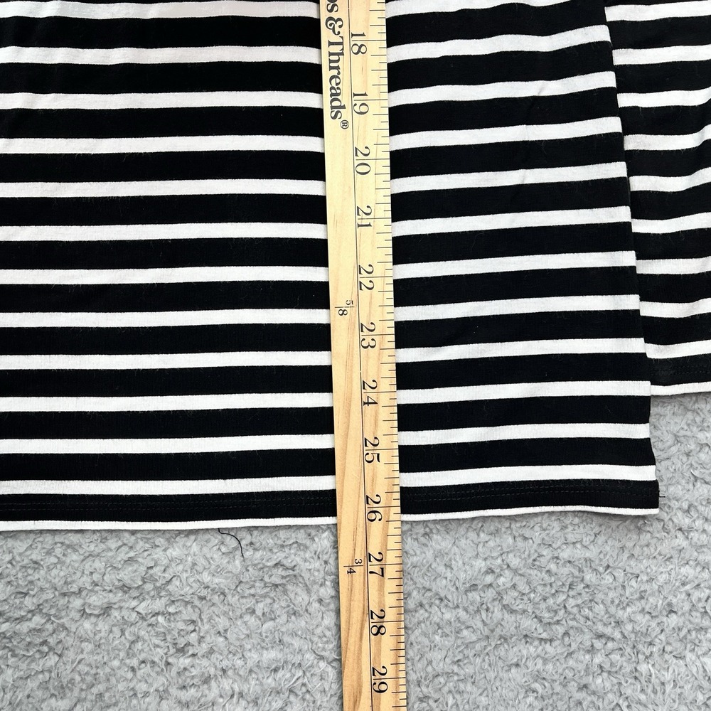 Chicos Ultimate Tee Shirt Womens M/8 Chicos‎ Sz 1 Black White Striped Nautical - Picture 5 of 5